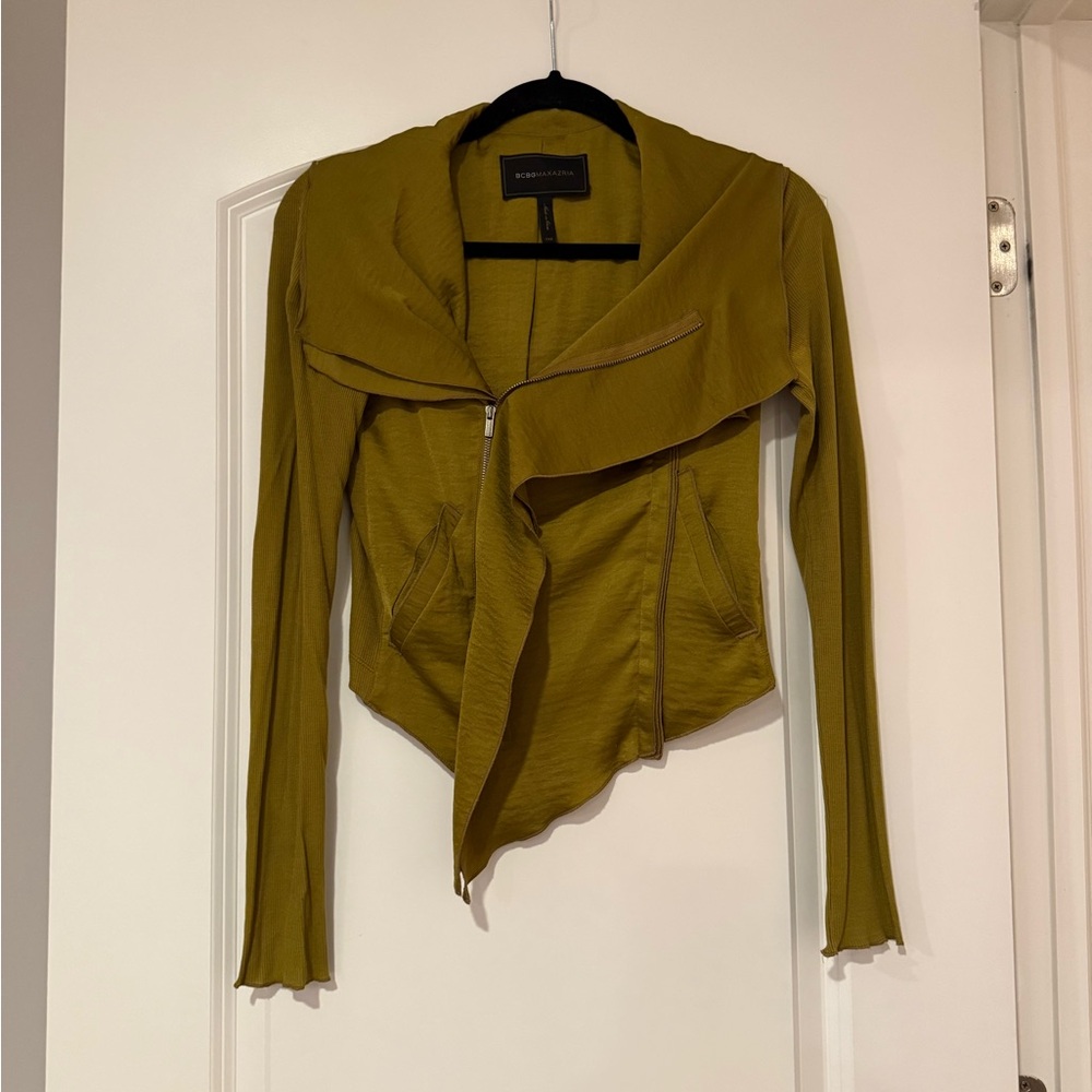 BCBGMaxAzria Mustard Draped Women's Blazer